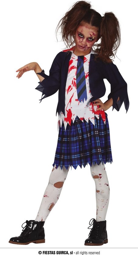 Fiestas Guirca Verkleedpak Zombie Schoolmeisje Polyester Mt 5-6 Jaar