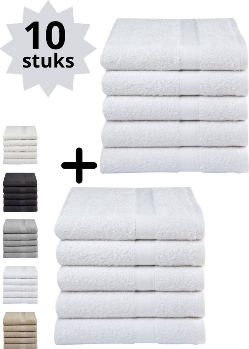 Droomtextiel Handdoeken 50x100 cm - Set van 10 - Hotelkwaliteit - Wit