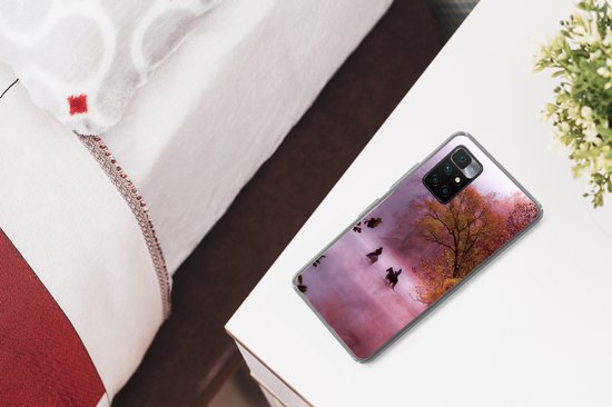 Coque Xiaomi Redmi 10 - Paarden - Brouillard - Forêt - Coque de téléphone en Siliconen