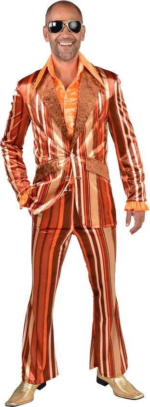 Hippie Kostuum | Mister Stripefine Jaren 70 Oranje | Man | | Carnaval kostuum | Verkleedkleding