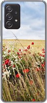 Geschikt voor Samsung Galaxy A53 5G hoesje - Wolken - Bloemen - Rood - Siliconen Telefoonhoesje