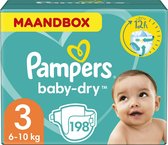 Pampers Baby-Dry Luiers - Maat 3 (6-10 kg) - 198 stuks - Maandbox