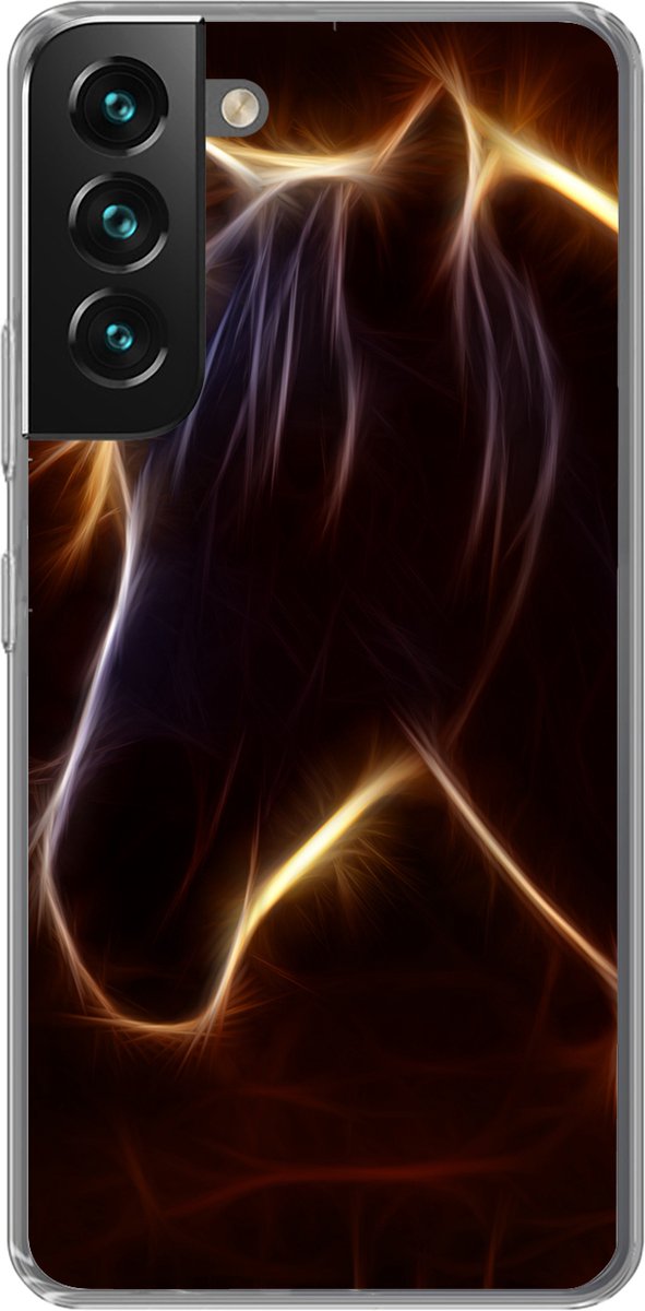 Telefoonhoesje Geschikt voor Samsung Galaxy S22 Plus hoesje - Paard - Contour - Licht - Siliconen Telefoonhoesje Telefoonhoesje