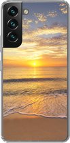 Geschikt voor Samsung Galaxy S22 Plus hoesje - Strand - Zonsondergang - Zee - Siliconen Telefoonhoesje