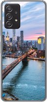 Geschikt voor Samsung Galaxy A53 5G hoesje - Skyline van New York bij de Brooklyn Bridge - Siliconen Telefoonhoesje