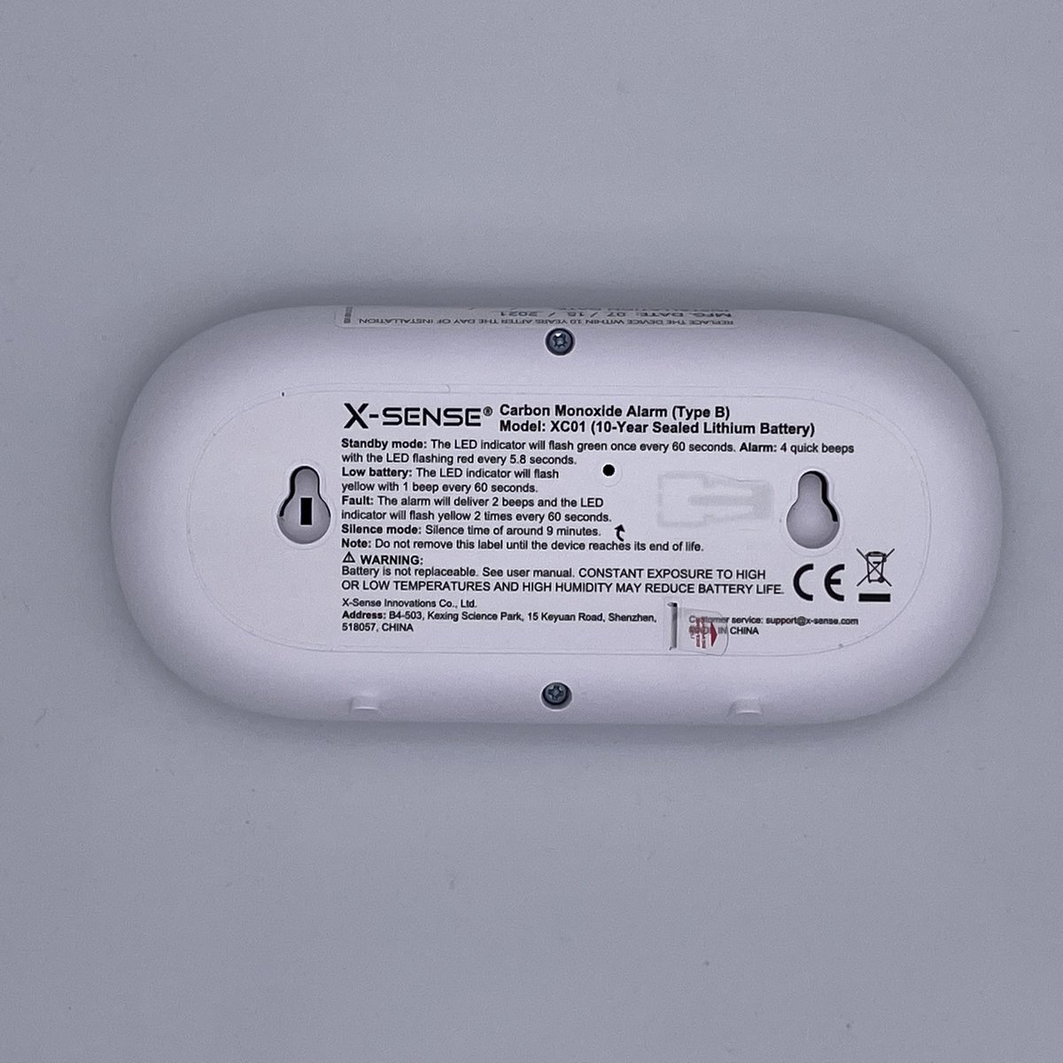X-Sense Slimme koolmonoxidemelder, stilte via app, CO-alarm met digitaal lcd-display, koolmonoxidemelder met vervangbare batterij, compatibel met X- Sense Home Security App, XC0C-iR