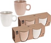 Excellent Houseware Ensemble de gobelets/mugs - 8x - rose/blanc 150 ml