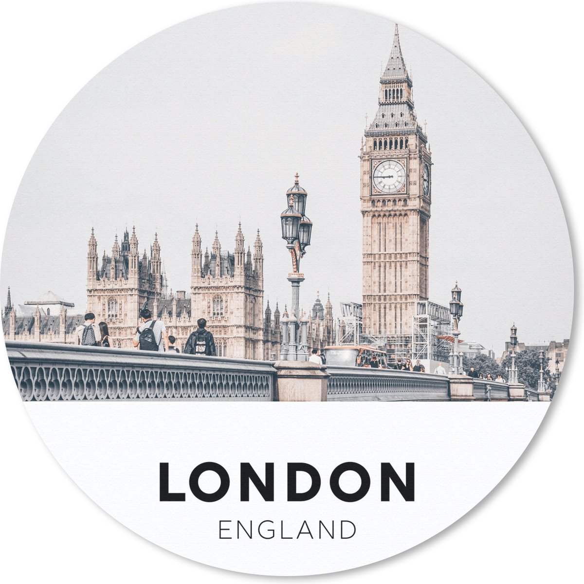 Muismat rond 30x30 cm - Mousepad Londen - Engeland - Big Ben - Ronde muismatten