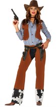 Guirca - Cowboy & Cowgirl Kostuum - Rodeo Kampioene Cowgirl - Vrouw - Bruin - Maat 42-44 - Carnavalskleding - Verkleedkleding