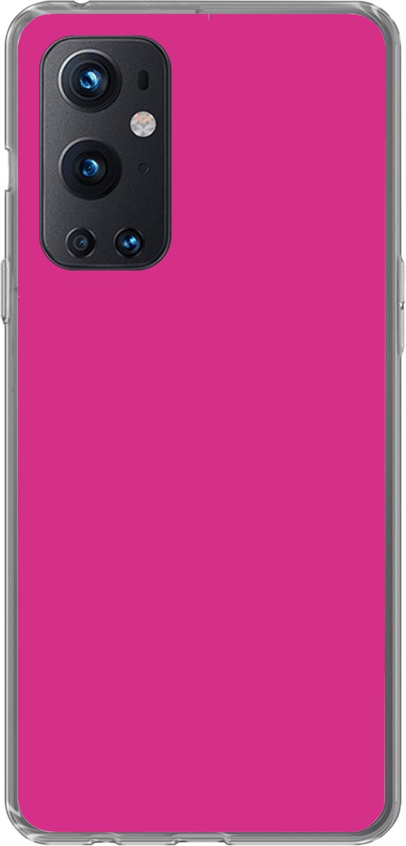 Geschikt voor OnePlus 9 Pro hoesje - Fuchsia - Neon - Kleuren - Siliconen Telefoonhoesje