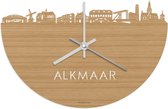 Skyline Klok Alkmaar Bamboe hout - Ø 40 cm - Stil uurwerk - Wanddecoratie - Meer steden beschikbaar - Woonkamer idee - Woondecoratie - City Art - Steden kunst - Cadeau voor hem - Cadeau voor haar - Jubileum - Trouwerij - Housewarming - WoodWideCities