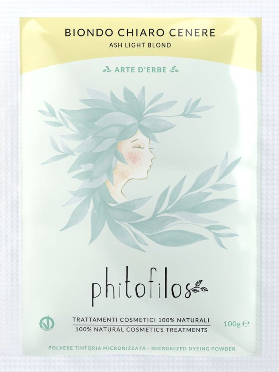 Phitofilos henna natuurlijke haarverf Licht As Blond - biologische en natuurlijke kruiden 100gr