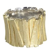 Schitterende 14 Karaat Vergulde Zilveren Brede Ring Art Model 17.25 mm. (maat 54) | Damesring |