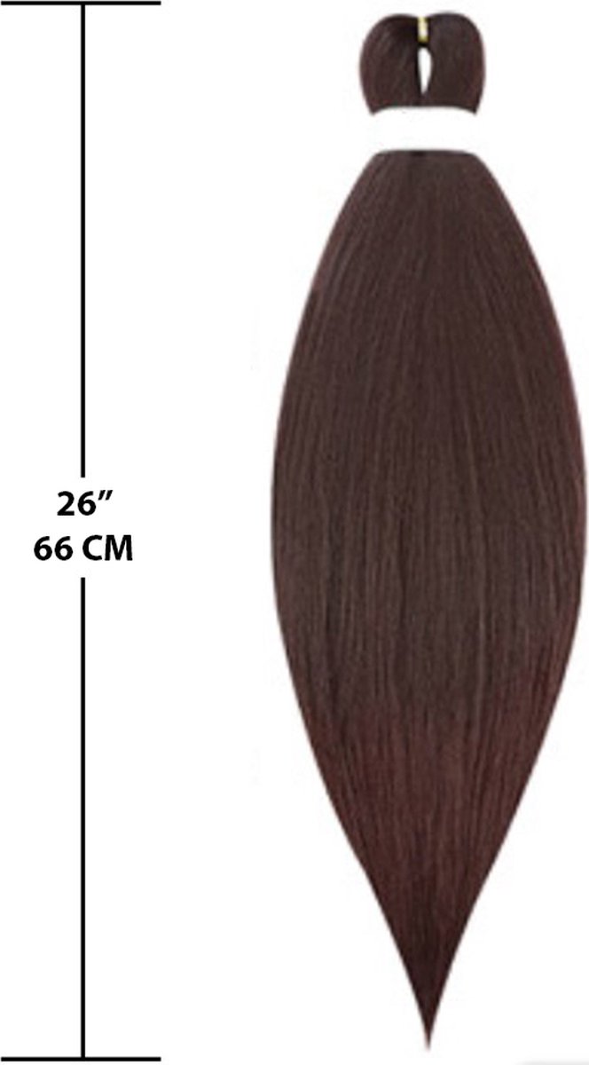 Purfect Hair – 4xProfessionele Pre-Stretched Braiding Hair – 66cm – 26inch – #4 – Donker Bruin Nep Haar Extensions – Stijl Haar om te Vlechten