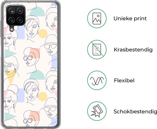 Coque Samsung Galaxy A12 - Fille - Femme - Motifs - Pastel - Coque de téléphone en Siliconen -