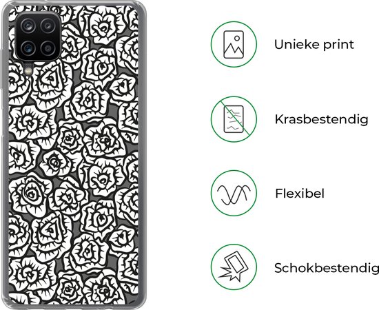 Coque Samsung Galaxy A12 - Meiden - Roses - Motifs - Fille - Kids - Enfants - Enfant - Coque de téléphone en Siliconen