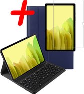 Hoesje Geschikt voor Samsung Galaxy Tab A7 Toetsenbord Hoes Book Case Met Screenprotector - Hoes Geschikt voor Samsung Tab A7 Toetsenbord Hoesje Keyboard Cover - Donkerblauw