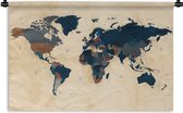 Wandkleed Eigen Wereldkaarten - Vintage wereldkaart historisch Wandkleed katoen 150x100 cm - Wandtapijt met foto