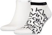 Calvin Klein Sneaker All Over Print (2-pack) - heren enkelsokken - wit dessin - Maat: 43-46