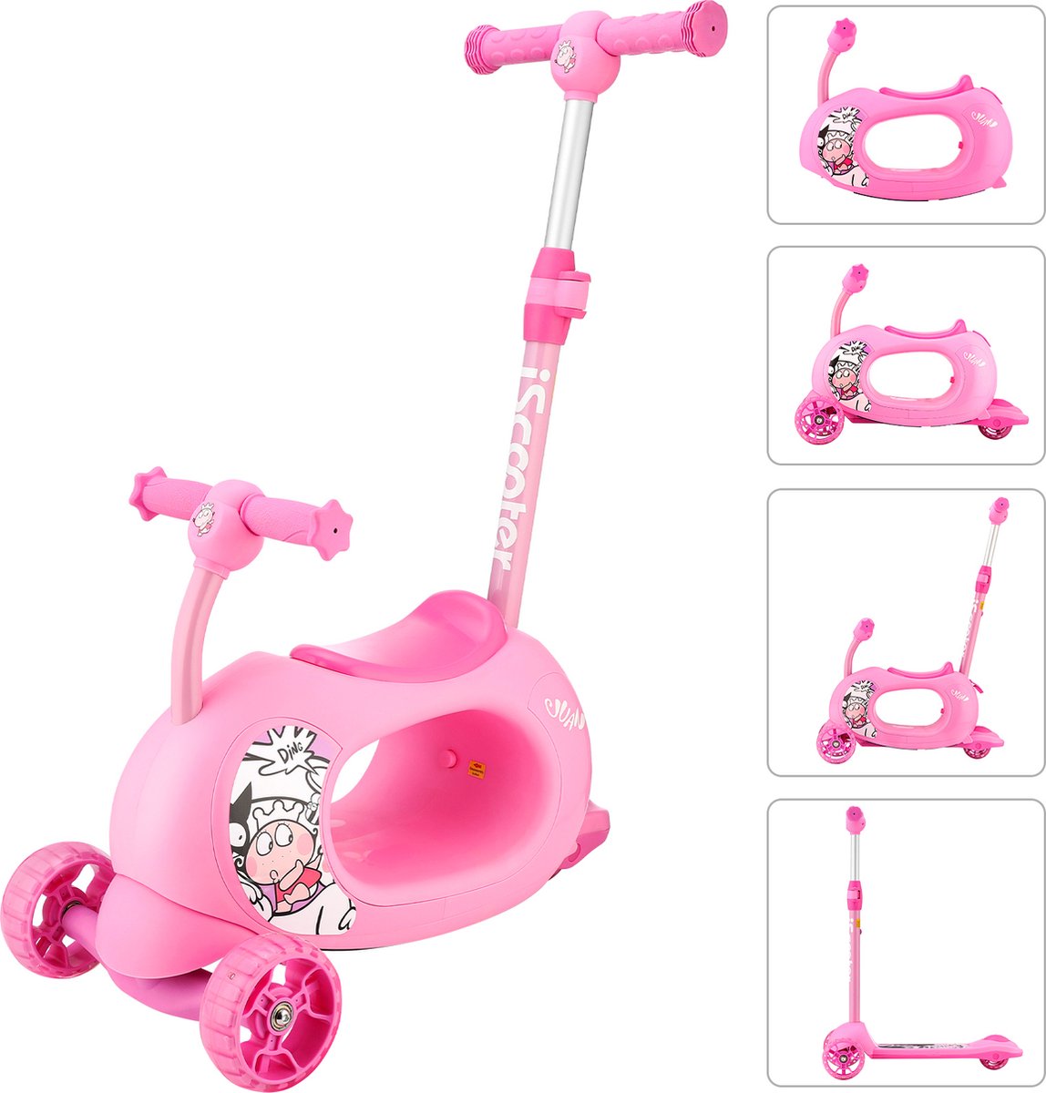 Trottinette Enfant 3 en 1 avec Siège Pliant, Trottinette 3 Roues à LED,  Scooter pour Garçons Filles, Réglable en Hauteur(63~83cm) - Achat / Vente  Trottinette Enfant 3 en 1 avec Siège Pliant