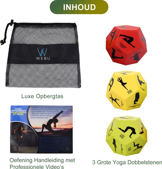 WEBU Yoga Dobbelstenen + Yoga Trainingskaarten + Bodyweight Workout Kaarten - Meditatie - Bal / Pilates - Thuis Sporten - Fitness - Crossfit - Yogamat - Incl. GRATIS Professionele video’s van WEBU — afbeelding 4