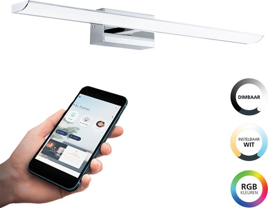 EGLO connect.z Tabiano-Z Smart Spiegellamp - 60,5 cm - Grijs/Wit - Instelbaar RGB & wit licht - Dimbaar - Zigbee