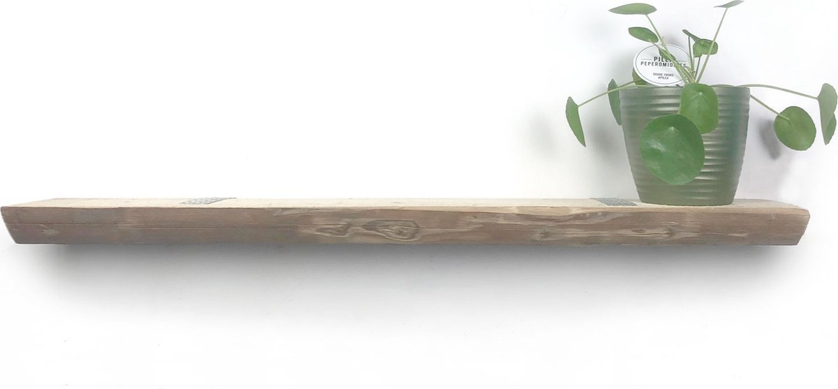Zwevende wandplank barnwood 250 x 18 cm - Wandplank Zwevend - Wandplank zwevend boomstam - Zwevende boekenplank - Boomstam plank - Muurplank - Muurplank zwevend