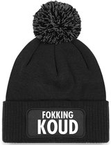 Wintermuts met pompoen - zwart - Fokking koud - soBAD. | Wintersport| Après ski outfit Warme Muts voor Volwassenen | Heren en Dames Beanie