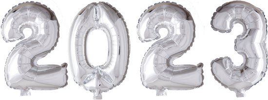 Folieballon 2023 zilver 66cm | Oud & Nieuw Versiering | Nieuwjaar ballonnen