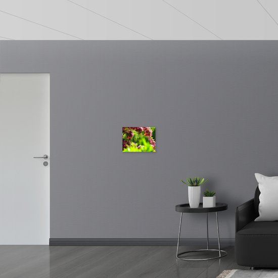 WallClassics - Hout - Roze Bladeren aan Tak - 40x30 cm - 12 mm dik - Foto op Hout (Met Ophangsysteem)