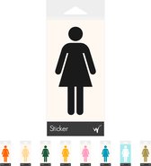 Dames Toilet Symbool Deursticker - Wc Sticker - Toilet Sticker - Decoratie - Kantoor Accessoires - Kantoorinrichting - 4.5 x 10 cm - Zwart