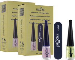 Herôme Herome 2-Pack 3 in 1 Manicure Nagelverzorging Set – Nagelset voor Droge en Geribbelde Nagels – Base Coat, Vijl en Voedende Nagelolie