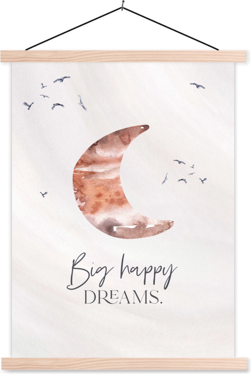 Schilderij voor kinderen - Wanddecoratie - Kinderen - Spreuken - Big happy dreams - Jongens - Meisjes - Waterverf - Slaapkamer decoratie - 120x160 cm