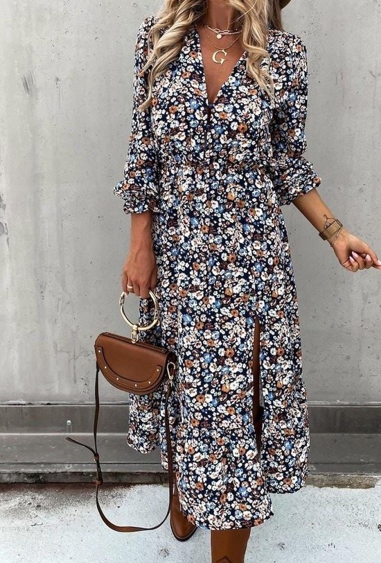 Lange trendy jurk met bloemen - vrouwen - one size(36/40)
