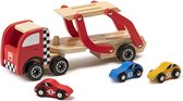 Eurekakids Houten Speelgoedtruck - Auto Vrachtwagen Speelgoed - Inclusief 3 Auto's van Hout