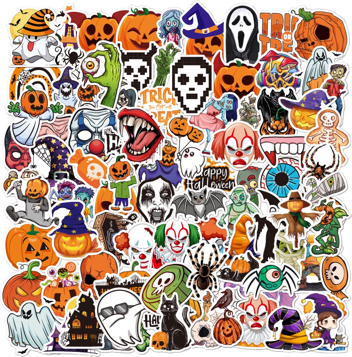 Rainbecom - Skate Stickers 100 Stuks - Halloween - VSCO Esthetische Stickers - Waterdicht - Anti-Zon- Versier je Spullen