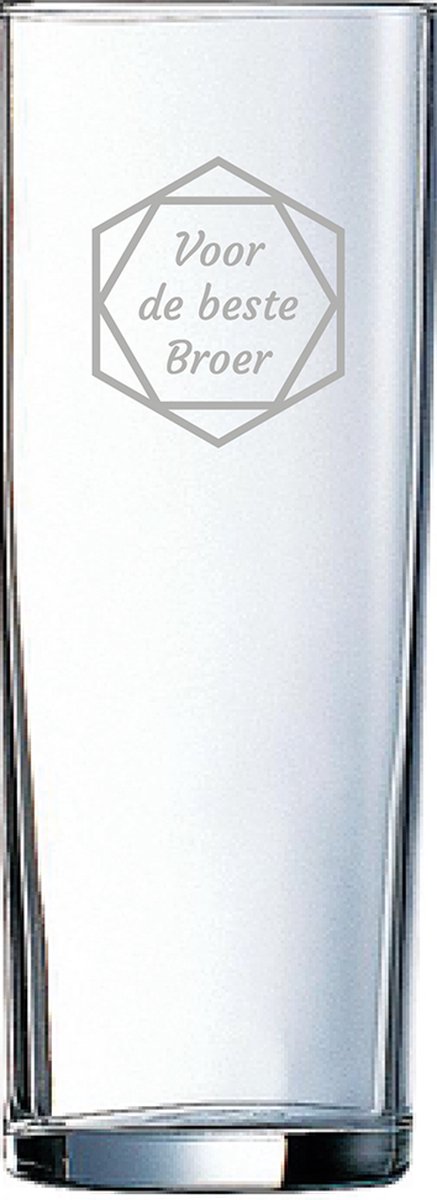 Gegraveerde longdrinkglas 31cl voor de beste Papa in hexagon
