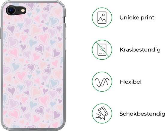 Coque iPhone SE 2020 - Meiden - Hartjes - Motifs - Fille - Kids - Enfants - Coque de téléphone en Siliconen