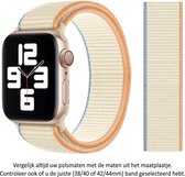3 kleurig Beige / Creme / Oranje / Blauw Nylon Horloge Band geschikt voor Apple Watch 1, 2, 3, 4, 5, 6, 7, 8, SE & Nike+, 42mm, 44mm & 45mm "Mannenbreedte" Series - Zacht Geweven Nylon - 42 mm, 44 mm en 45 mm