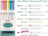 Zebra Mildliner Double Sided Tekstmarker - Fine & Bold - Bright Colors - Set van 5 + Bag