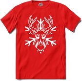Kerst rendier sneeuwvlok - T-Shirt - Meisjes - Rood - Maat 12 jaar