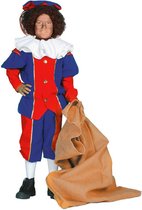 Piet Kostuum | Blauw-Rode Pietje Kinderen Kostuum | Maat 128 | Sinterklaas | Verkleedkleding