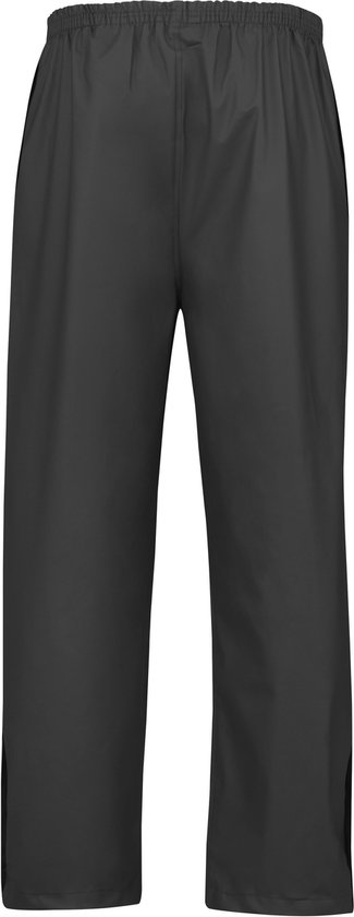 Pantalon de pluie noir, avant visible avec ceinture élastique.