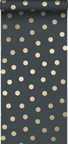 Papier peint ESTAhome petits points bleu gris et or - 139246 - 0,53 x 10,05 m