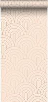 ESTAhome behang art deco bogen licht perzikroze en roségoud - 139216 - 0,53 x 10,05 m