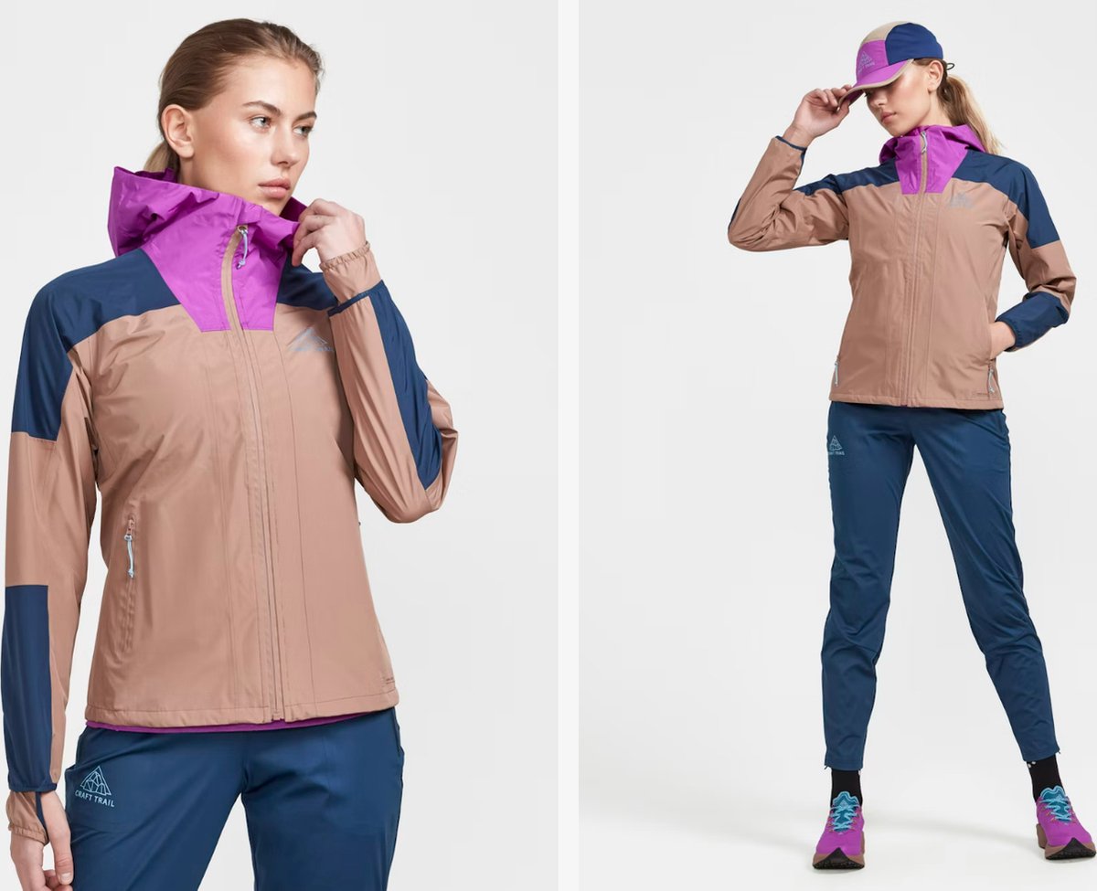 Craft - PRO Trail Hydro Jacket - Hardloopjas - Blauw/Bruin - Dames - Maat M