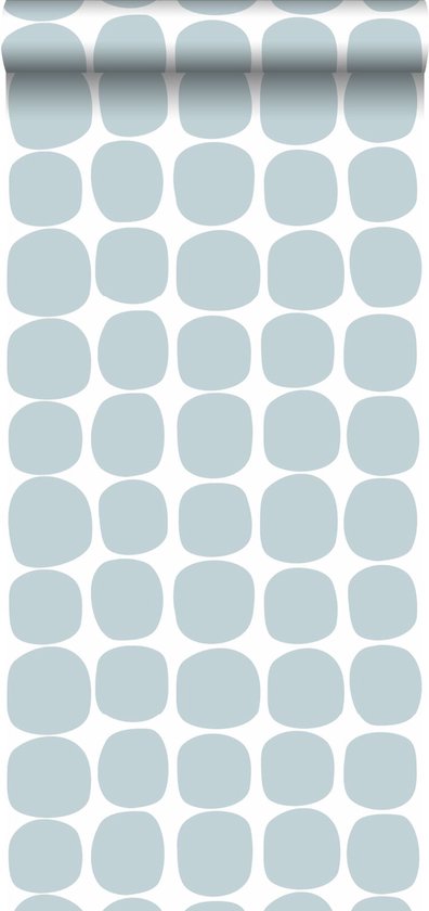 ESTAhome behang grafisch motief lichtblauw en wit - 139088 - 0,53 x 10,05 m