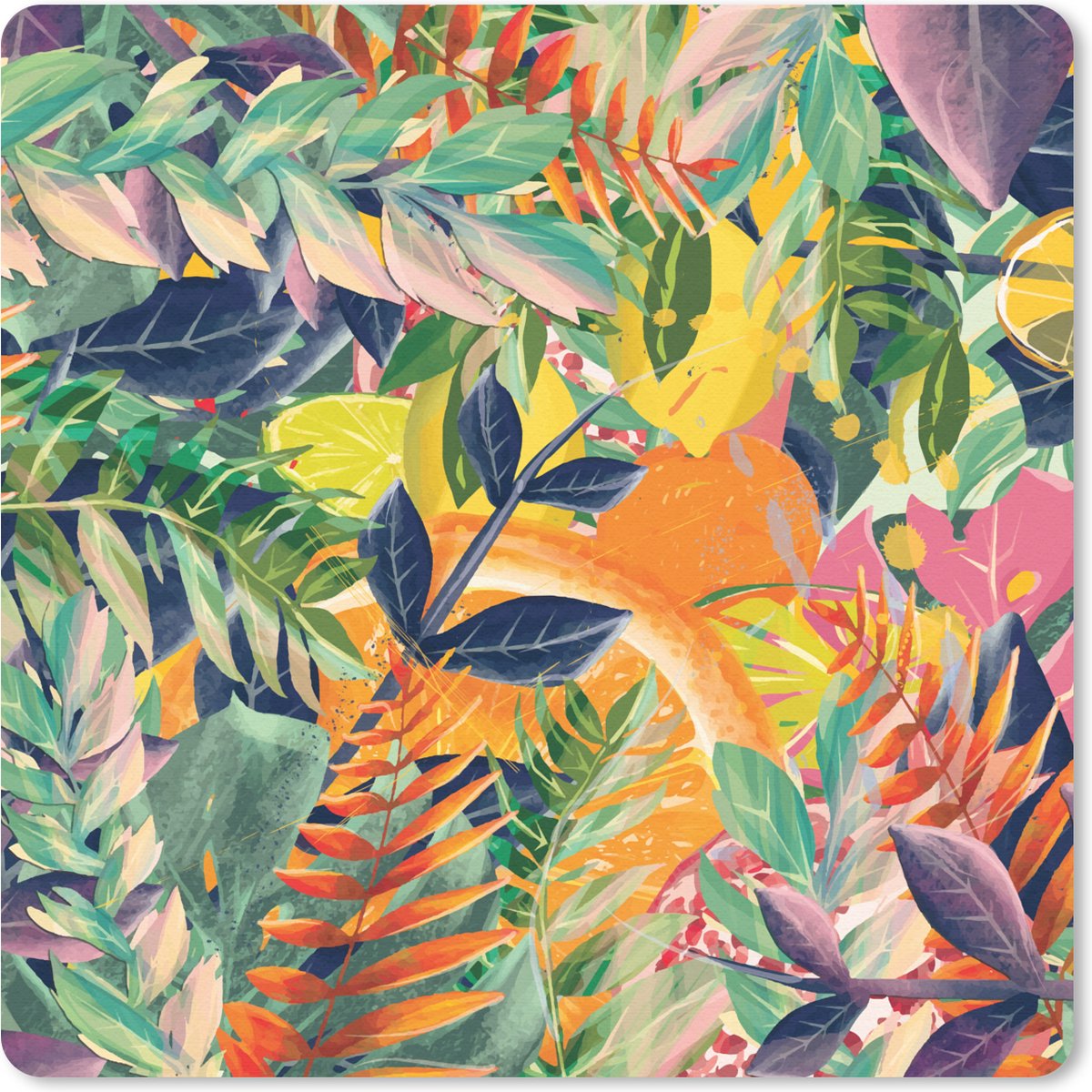 Muismat 20x20 cm - Mousepad Bloemen - Jungle - Tropisch - Muismatten