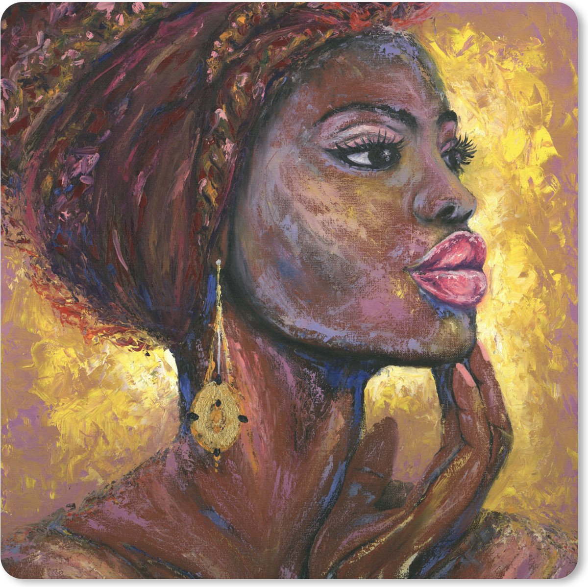 Muismat 30x30 cm - Mousepad Schilderij - Olieverf - Goud - Vrouw - Muismatten