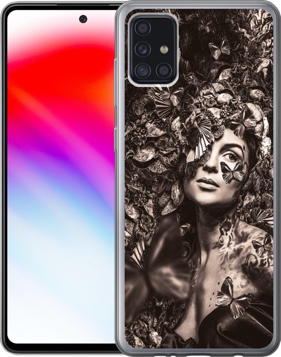 Coque Samsung Galaxy A52 5G - Femme - Animaux - Plantes - Coque de téléphone en Siliconen